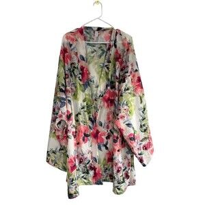 Cacique Womens Secret Garden Floral Print Robe Size 22/24 Tropical colors